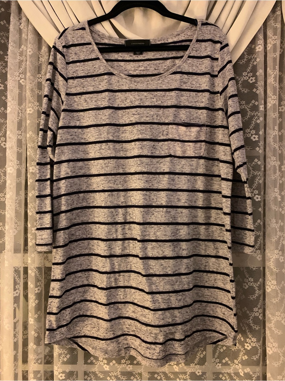 ❤️5 for $20❤️Atmosphere Gray & Navy Striped Long Sleeve Scoop Neck Top
